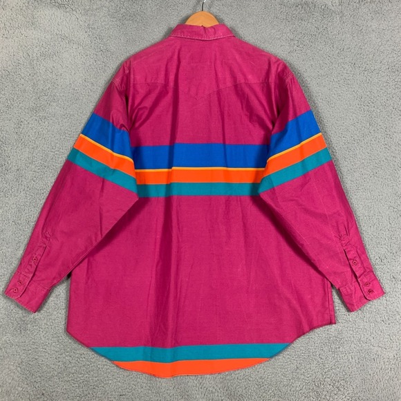 Vintage Wrangler Brushpopper Shirt Men's 19/37 Cowboy Striped VTG 80s 90s NWT - Picture 5 of 9